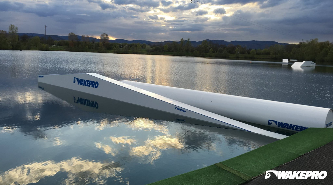 Wakepro obstacles at Le Lac Wakepark